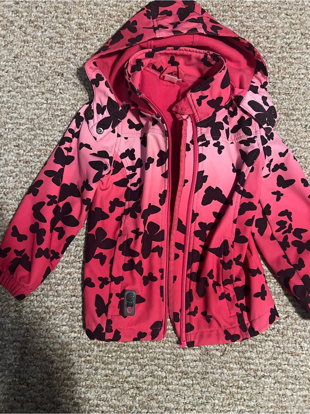 Source Unknown Pink Butterfly-Print Hooded Raincoat